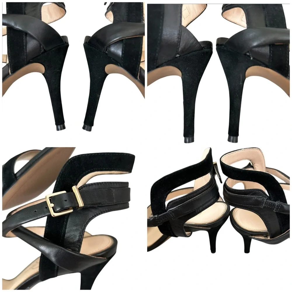 JESSICA SIMPSON Women’s Black Strappy Sandals Vegan Leather & Suede 4